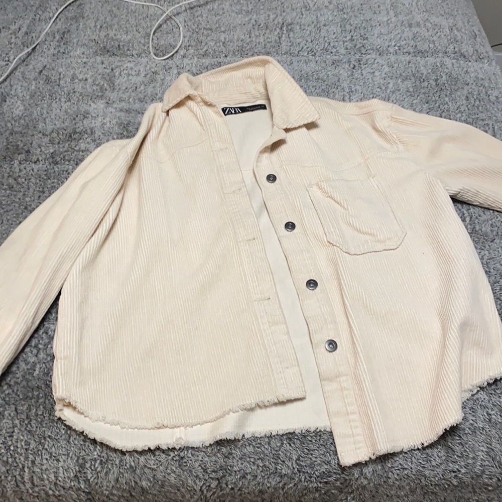 ZARA CORDUROY OFF WHITE JACKET